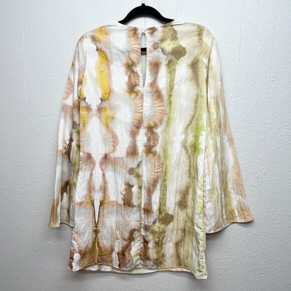 H&M Water Print Abstract Painter Flared Sleeve Lightweight Artsy Dress Sz Small - Picture 6 of 11